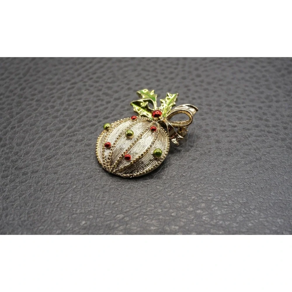 Vintage To Mod Christmas Holiday Enamel Brooch Pin Lot Gold Tone Rhinestone